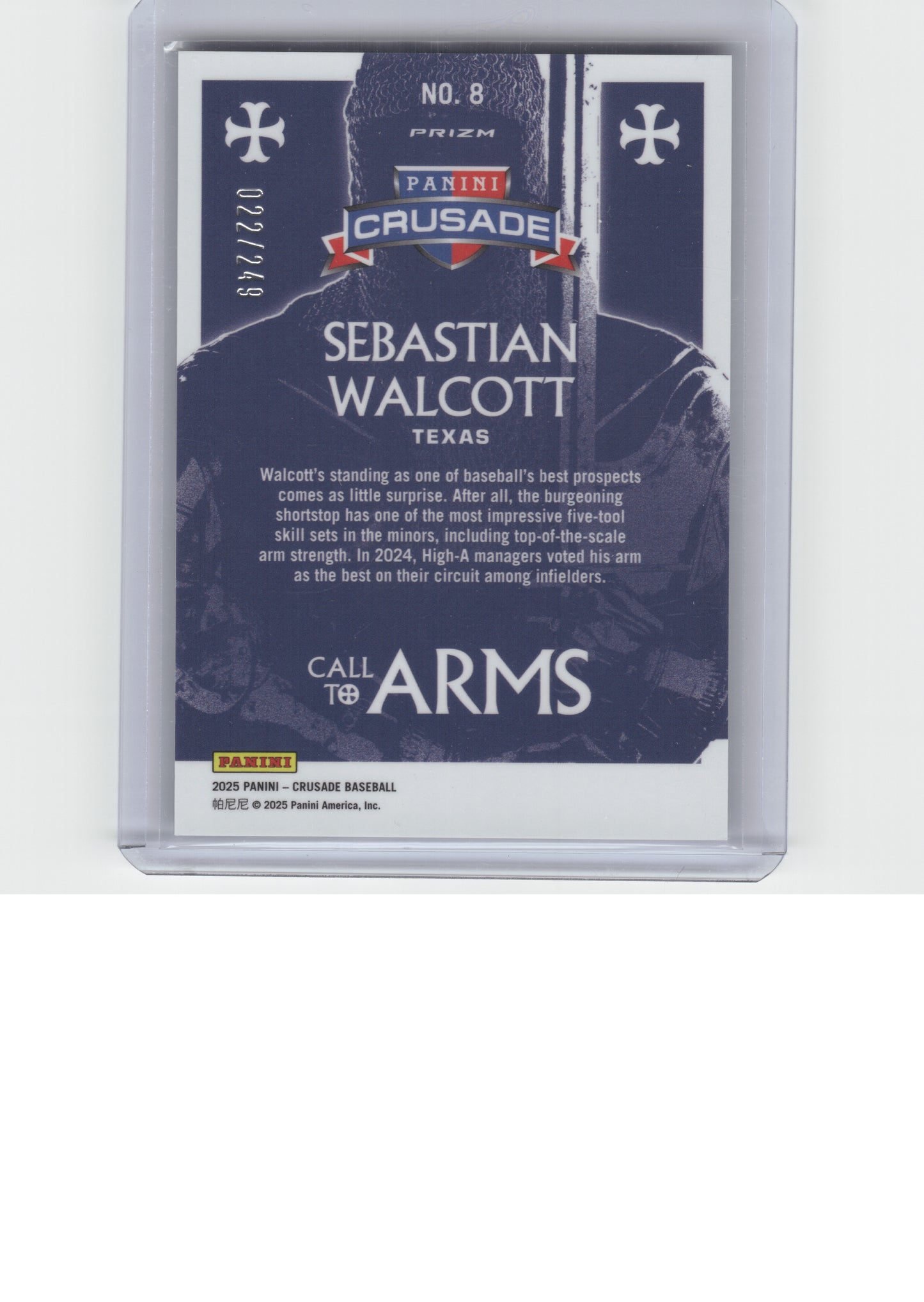 2025 Panini Crusade #8 Sebastian Walcott Call to Arms Green #/249