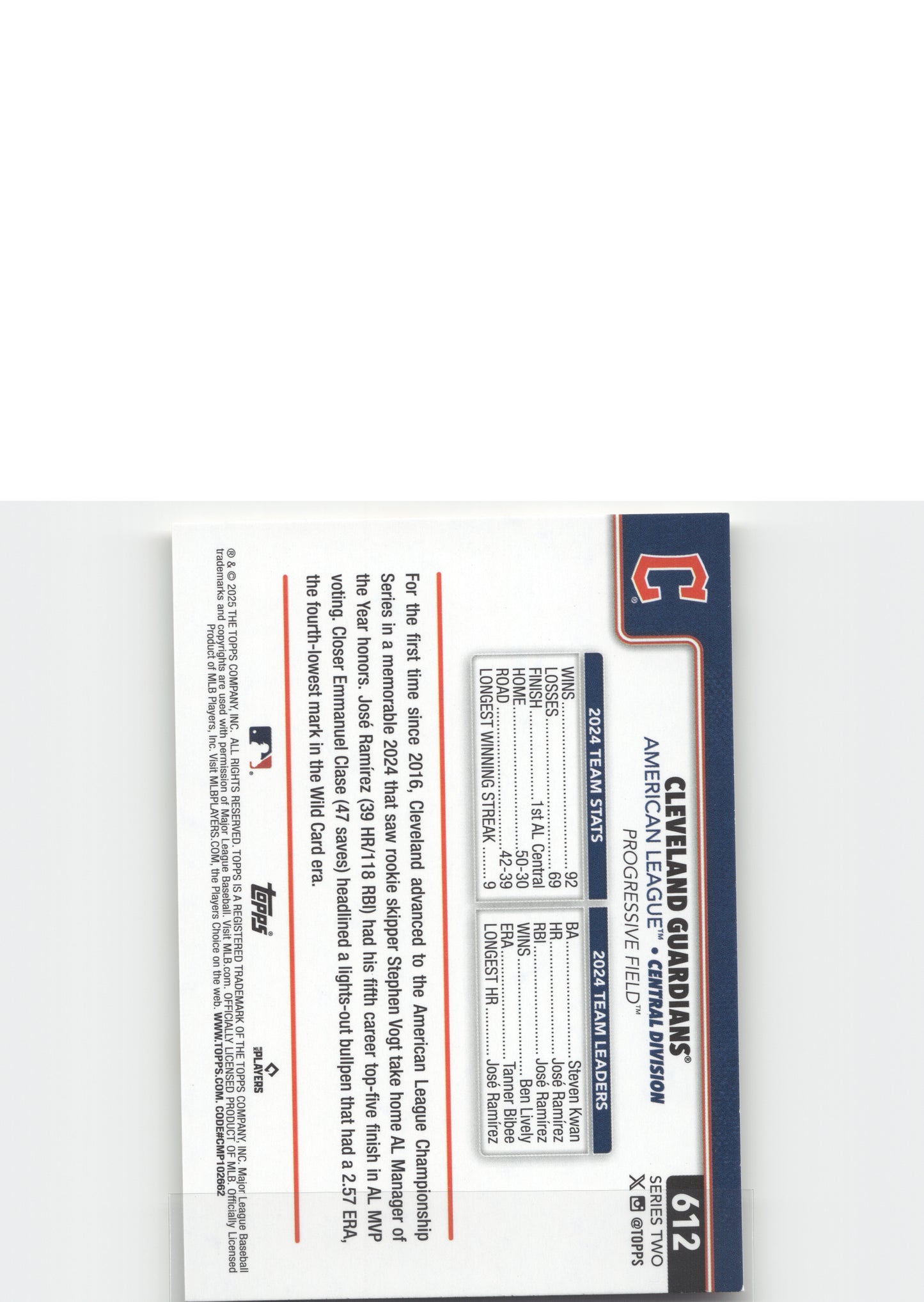 2025 Topps #612 Cleveland Guardians Holiday