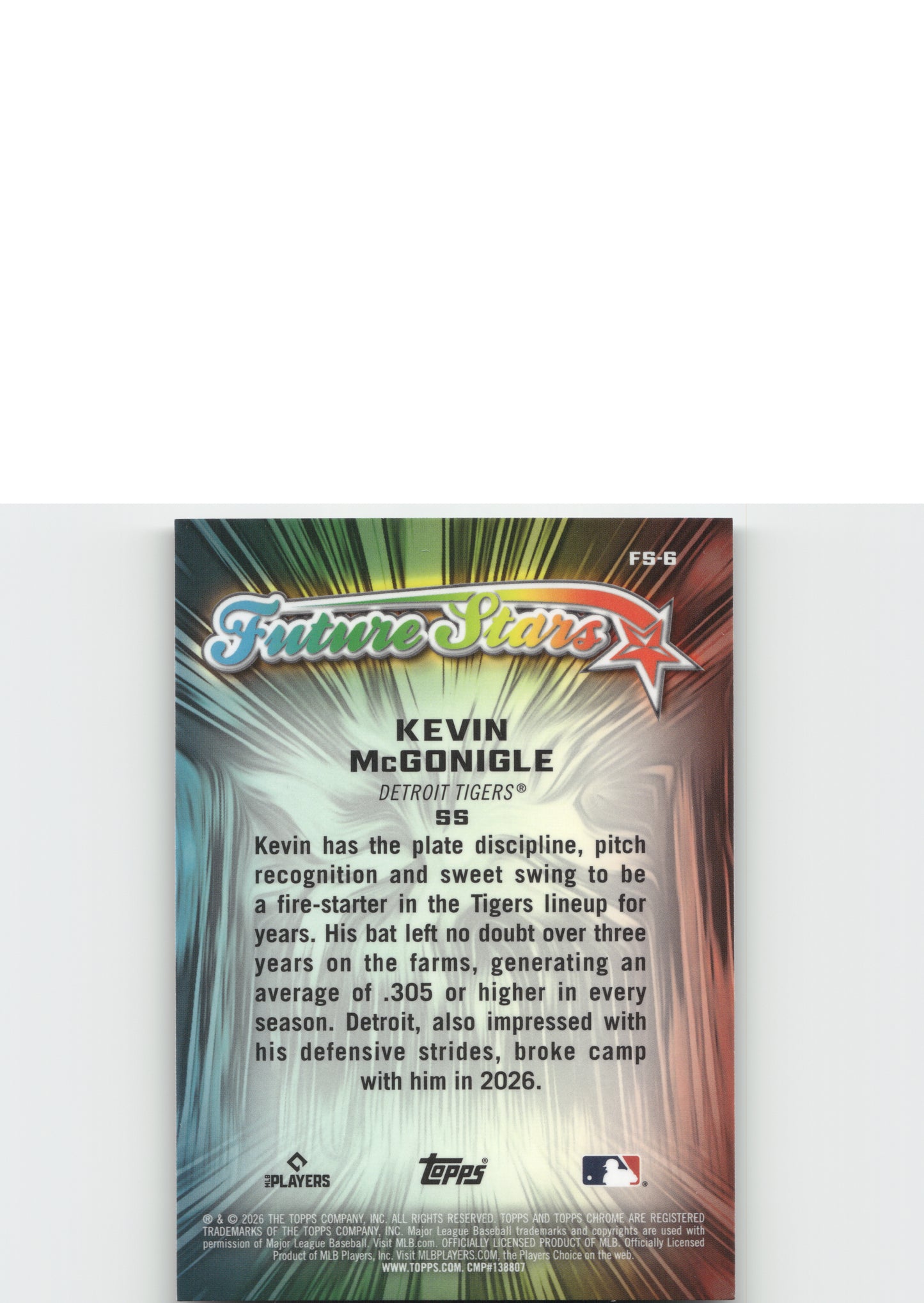 2026 Topps Chrome #FS-6 Kevin McGonigle Future Stars